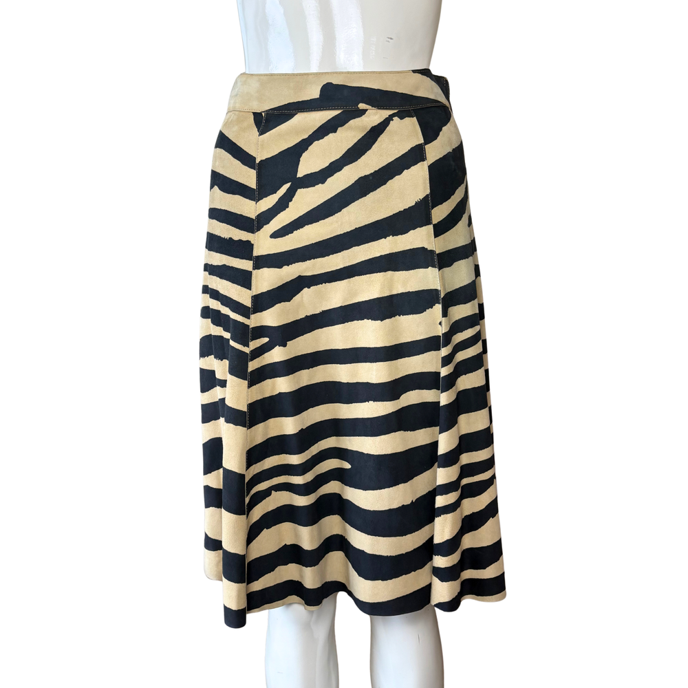 Moschino Zebra Suede Midi Skirt