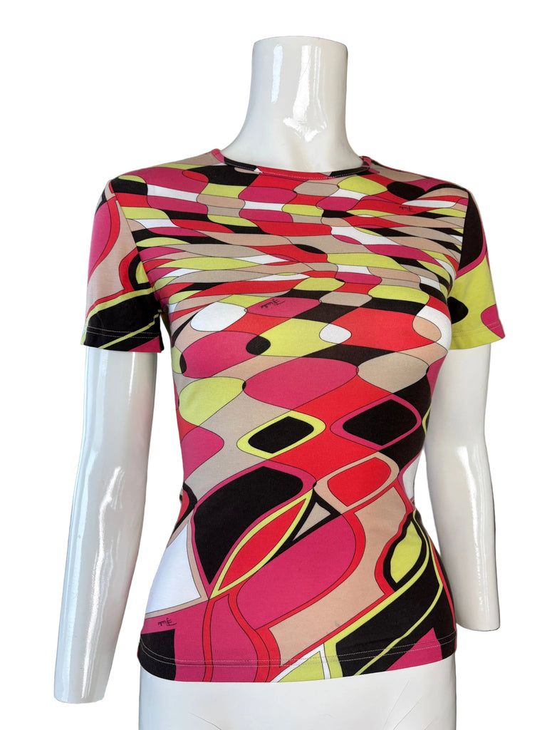Emilio Pucci Pink & Brown Geometric T-Shirt