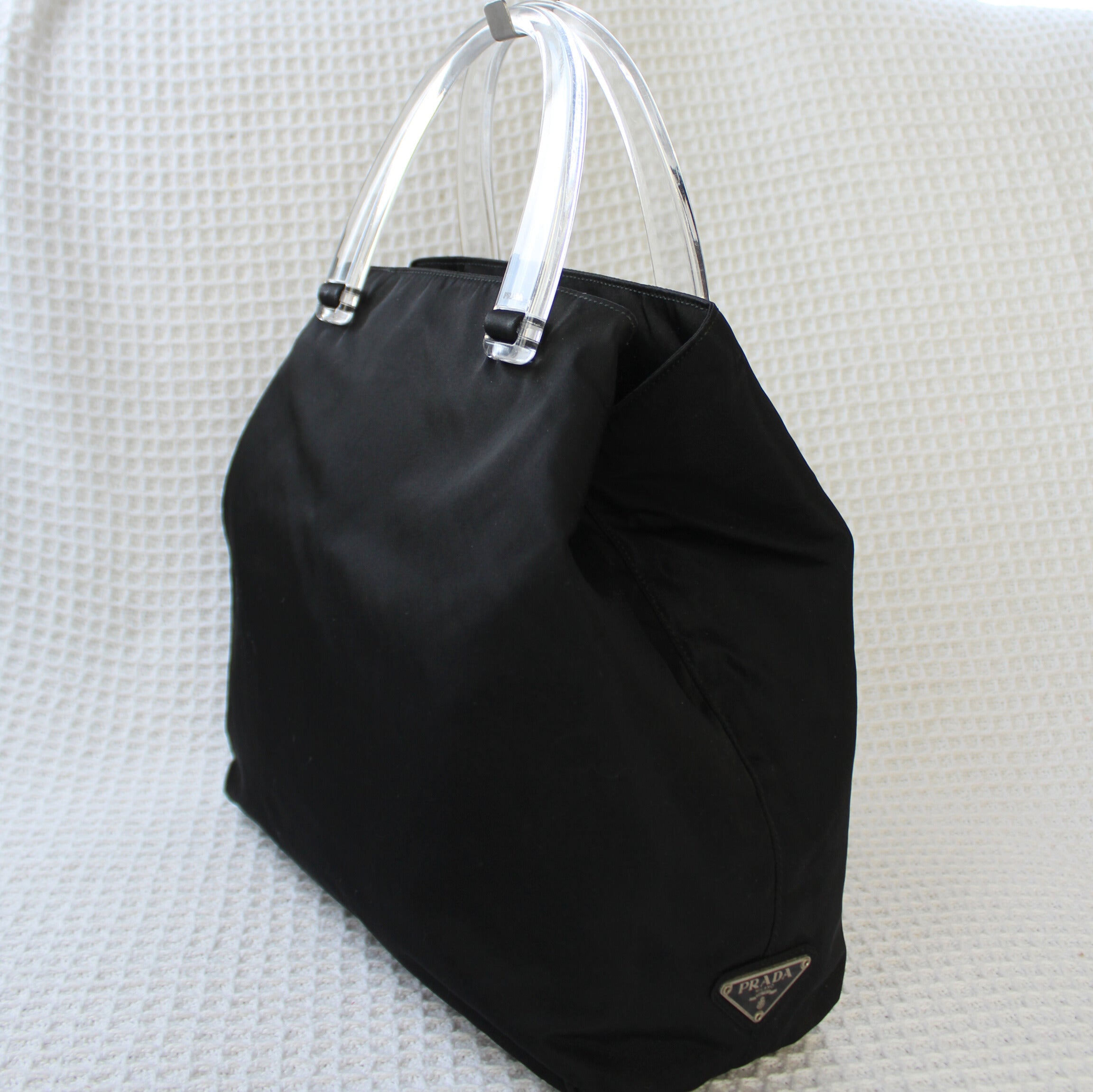 バッグ PRADA SS1999 plastic handle nylon bag Prada Womens Nylon Plastic Handle Shoulder Handbag Black | eBay