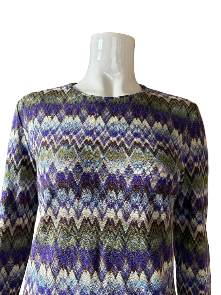 Missoni Purple Woven Knit Long Sleeve Top