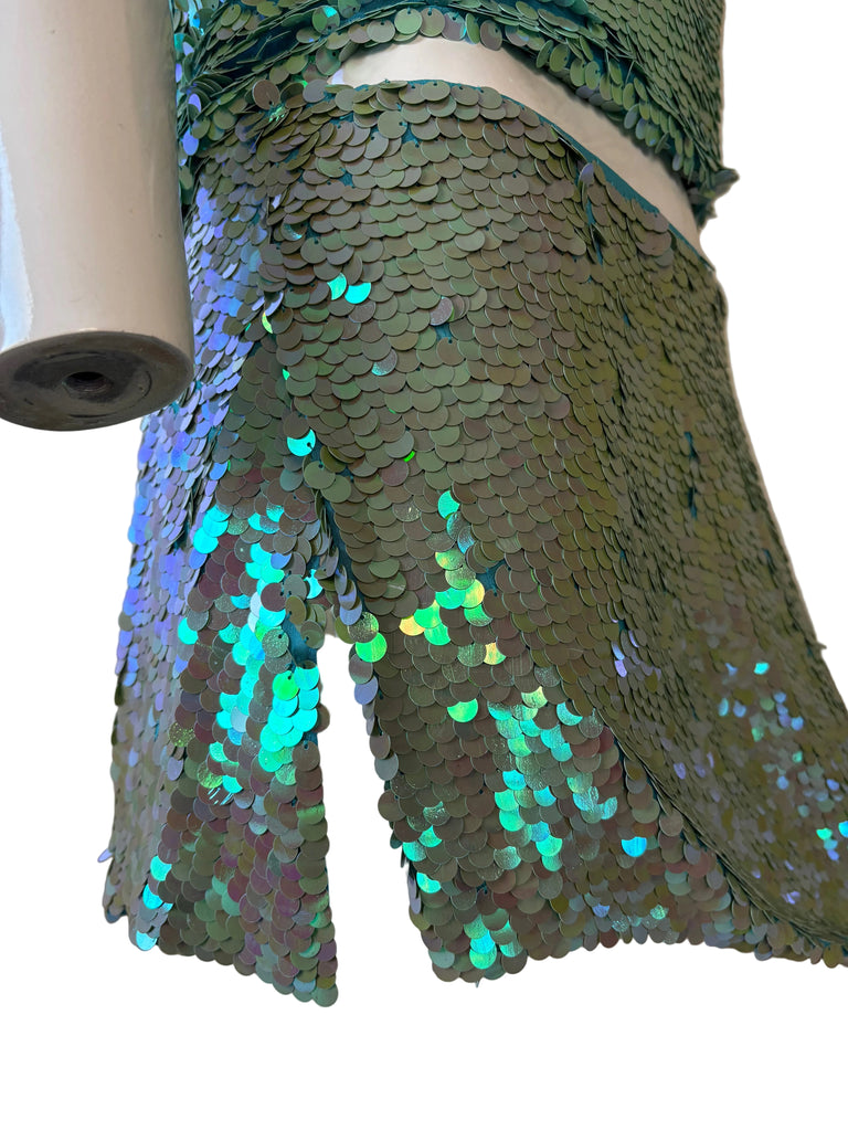 DKNY Blue Sequin Two Piece Skirt Set