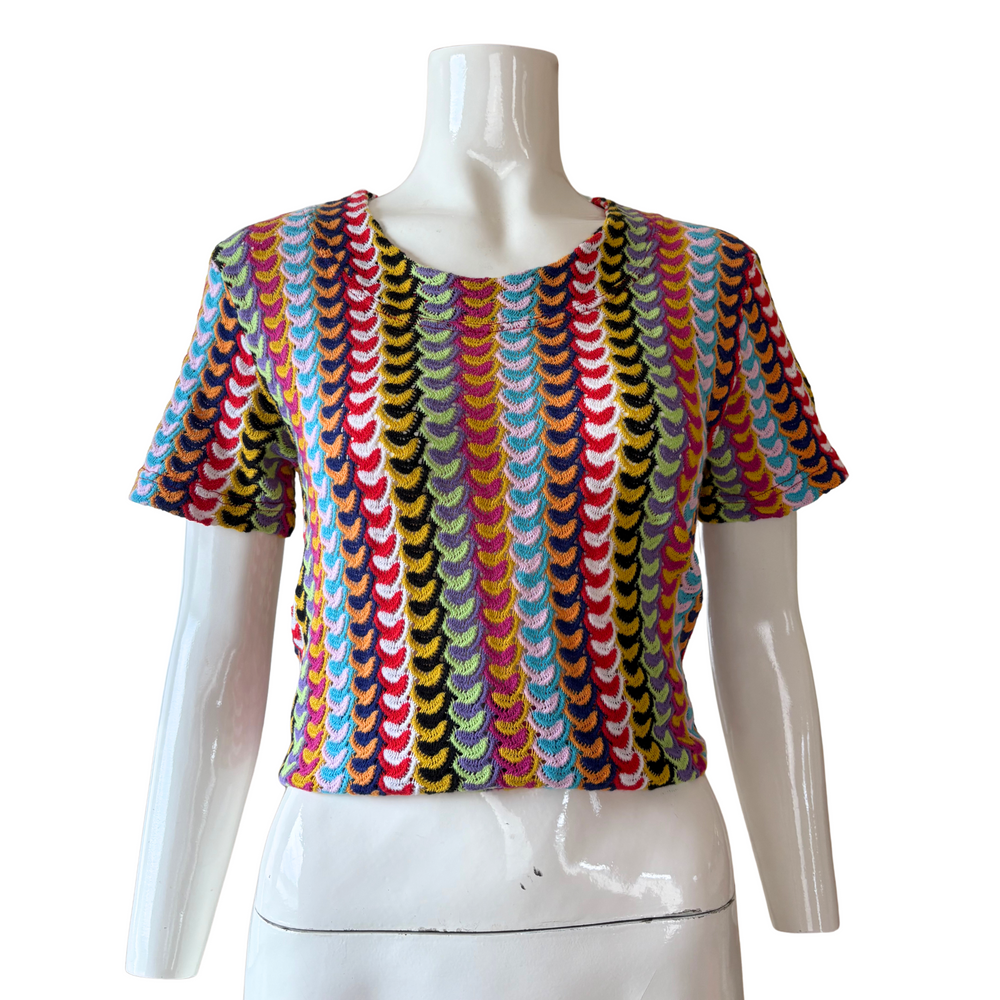 Moschino Bright Multi Colour Crochet Knit Top