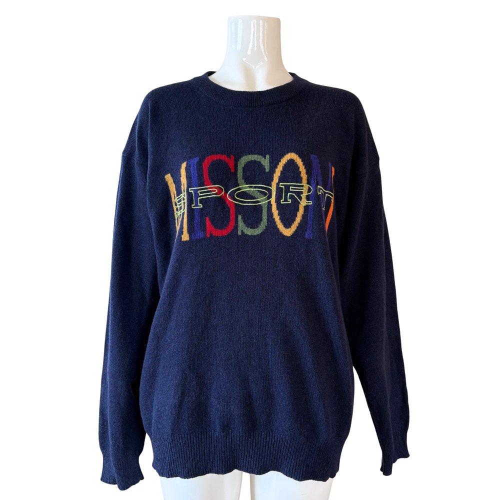 Missoni Sport Navy Wool Knit Sweater