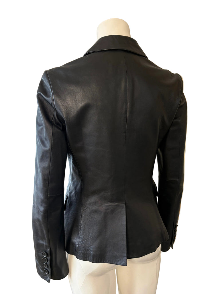 DKNY Black Leather Fitted Jacket