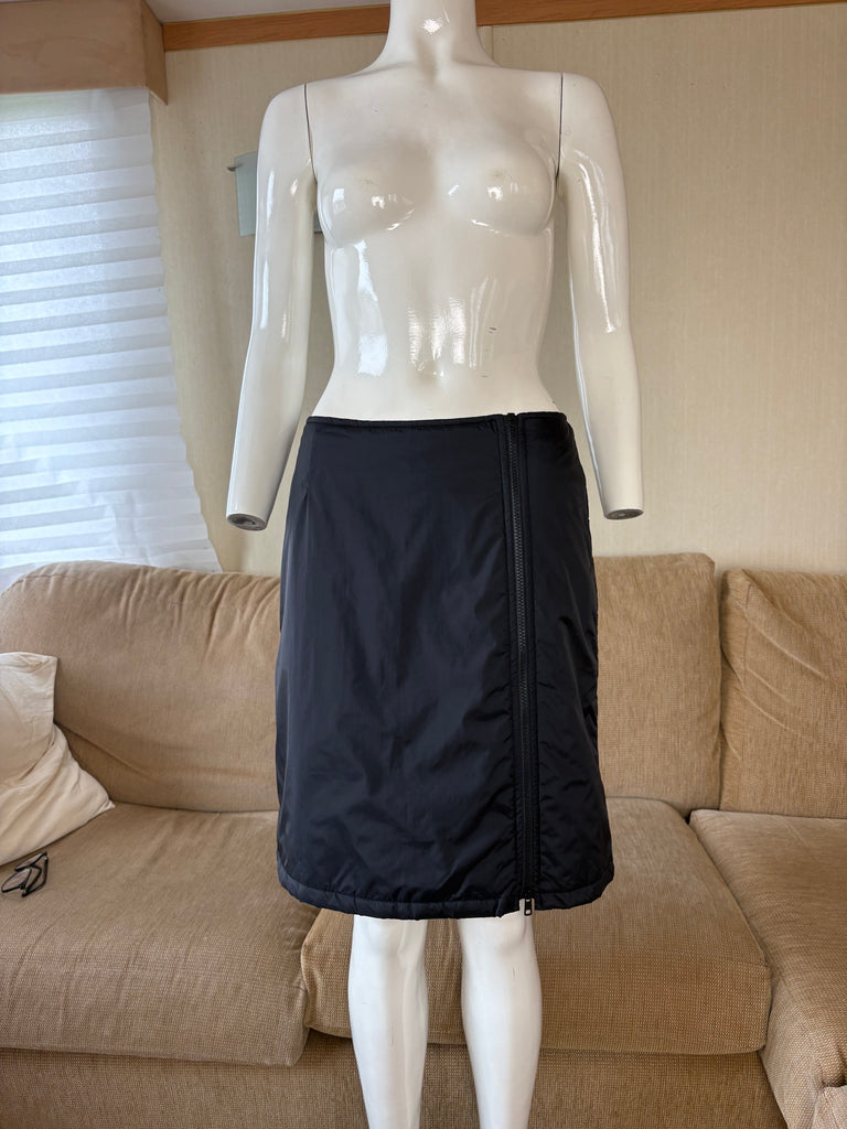 DKNY Jeans Black Nylon Zip Up Skirt