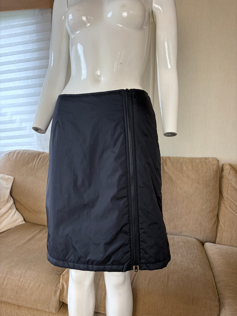 DKNY Jeans Black Nylon Zip Up Skirt