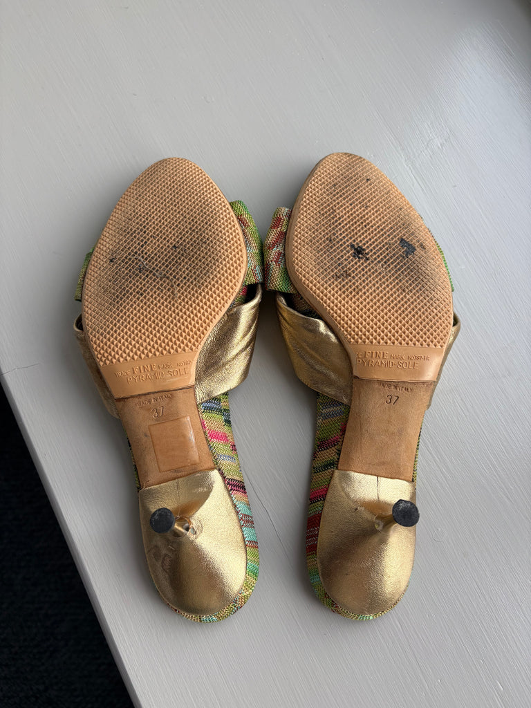 Missoni Woven Gold Leather Kitten Heels 37