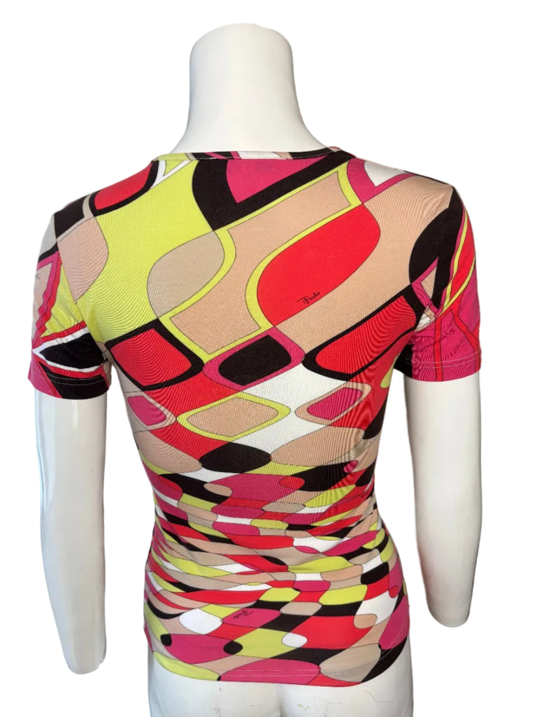Emilio Pucci Pink & Brown Geometric T-Shirt