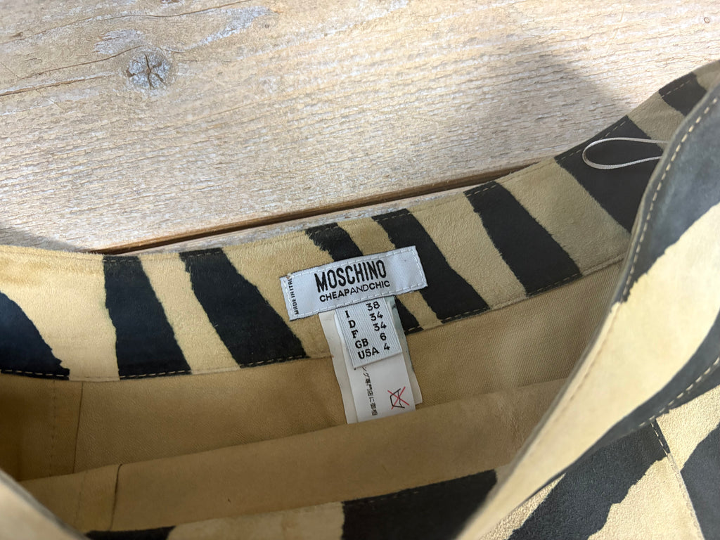Moschino Zebra Suede Midi Skirt