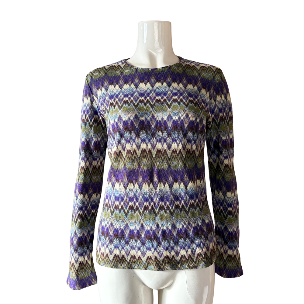 Missoni Purple Woven Knit Long Sleeve Top