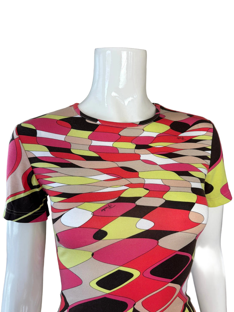 Emilio Pucci Pink & Brown Geometric T-Shirt