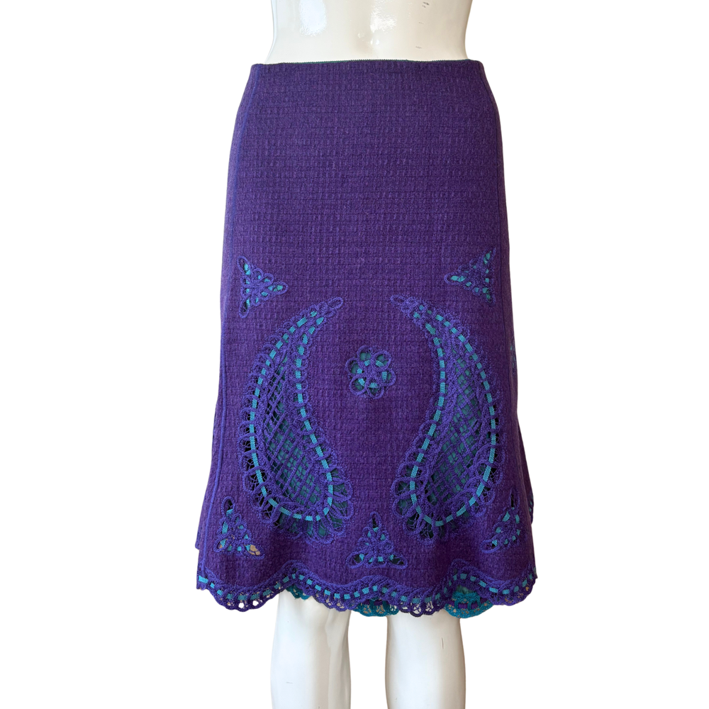 Moschino Purple & Turquoise Wool Skirt