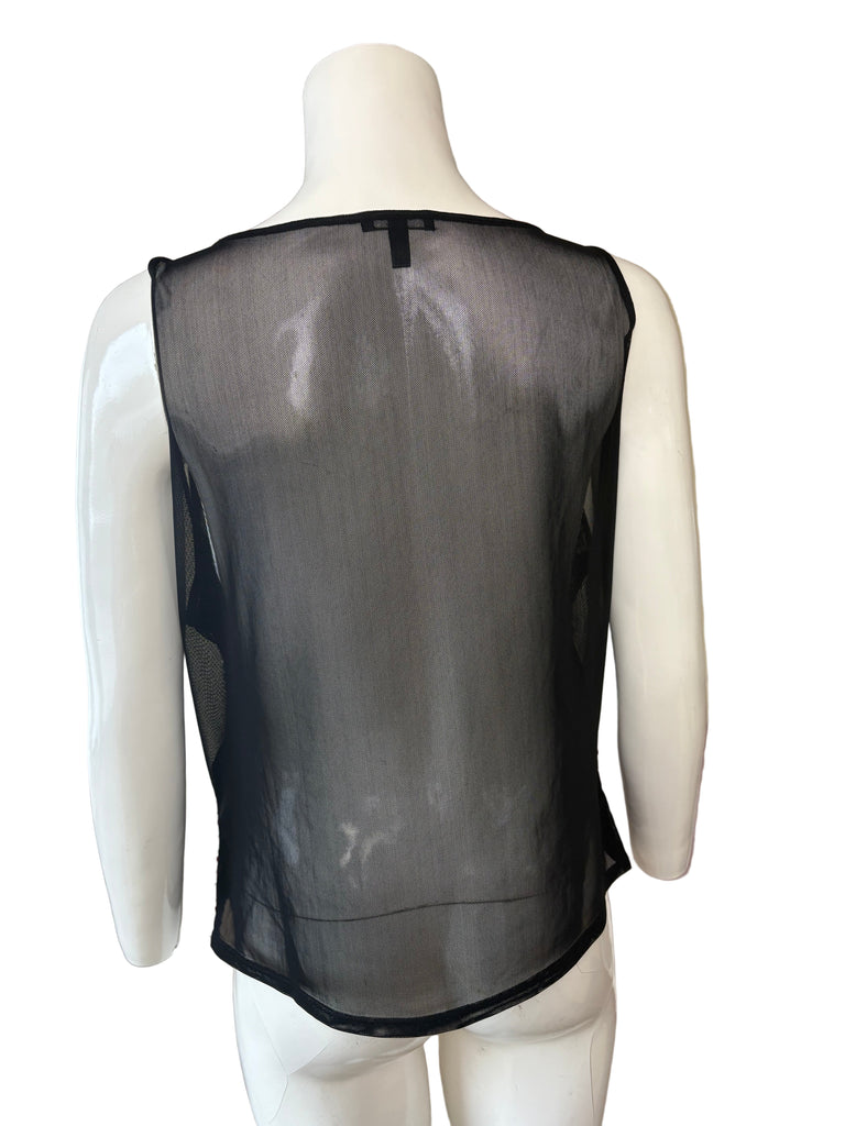 Escada Black Mesh Sequin Tank Top