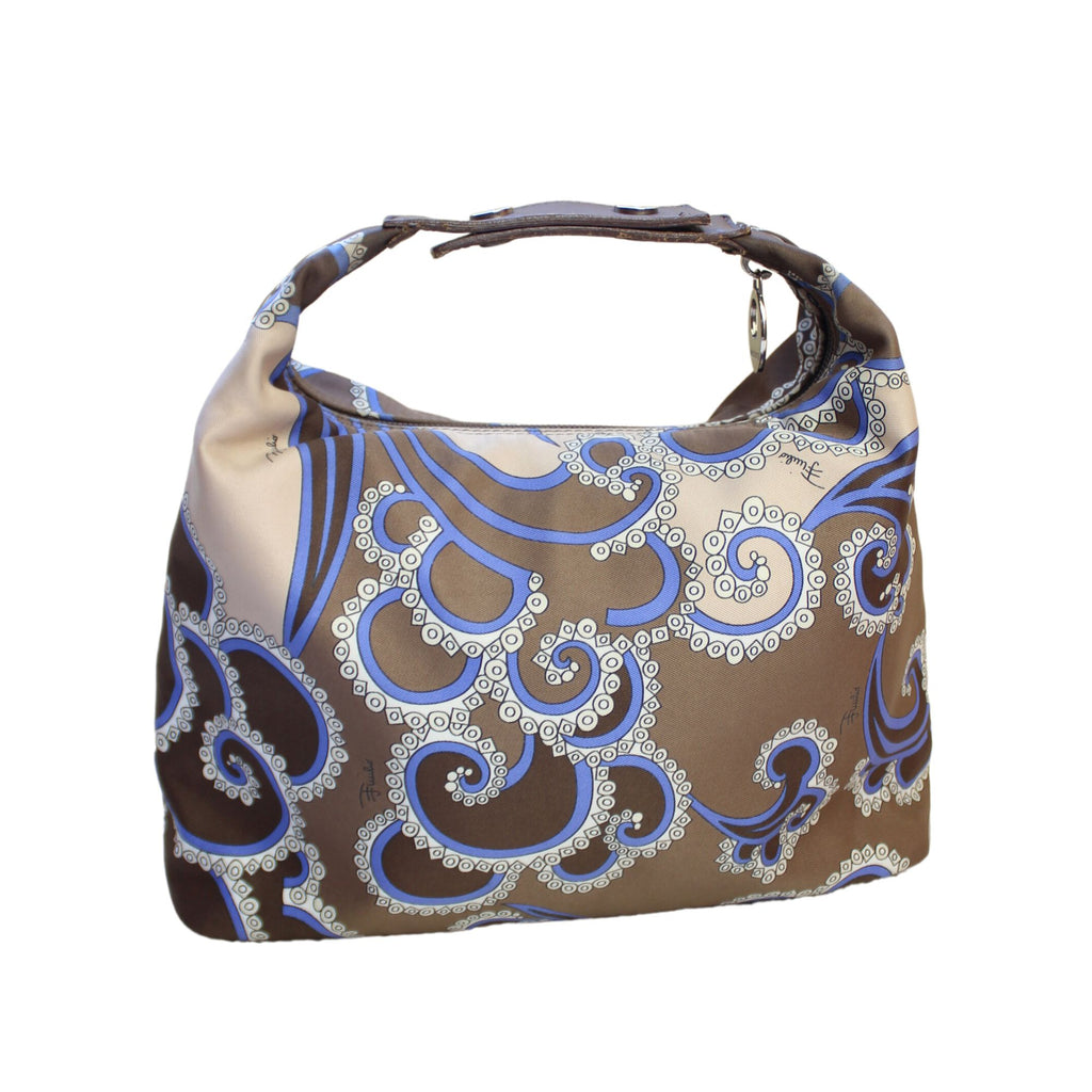 Emilio Pucci Blue / Brown Satin Handbag