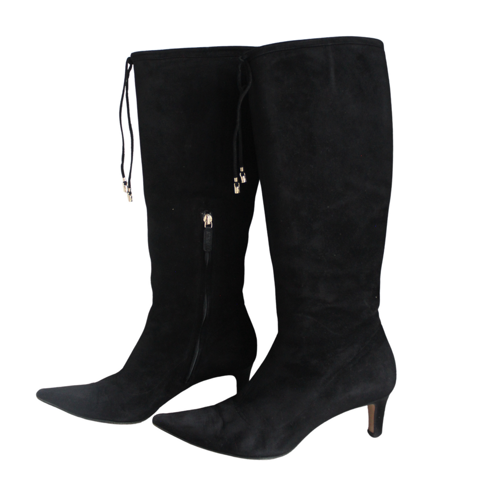 Gucci Black Suede Calf Boots 36.5