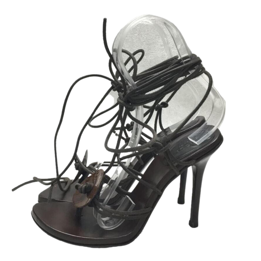 Gucci by Tom Ford Brown Leather Lace Up Heels EU 37.5