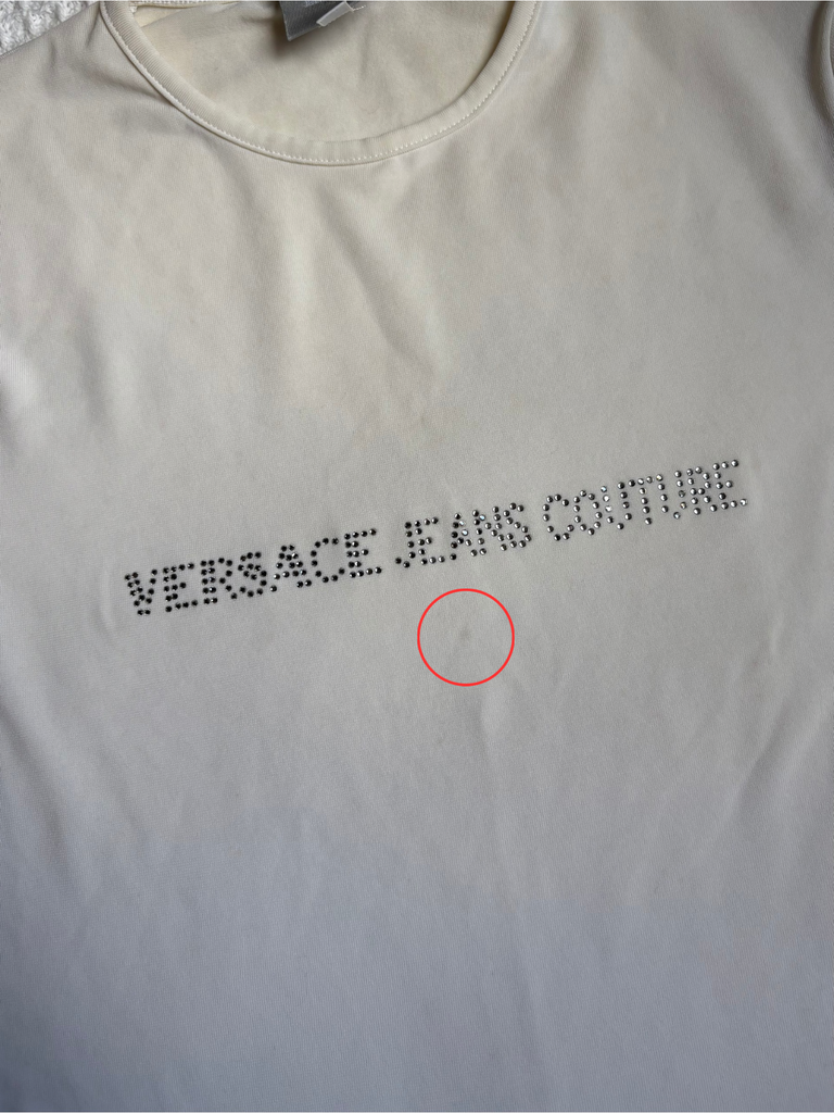Versace Jeans Couture White Rhinestone T-Shirt
