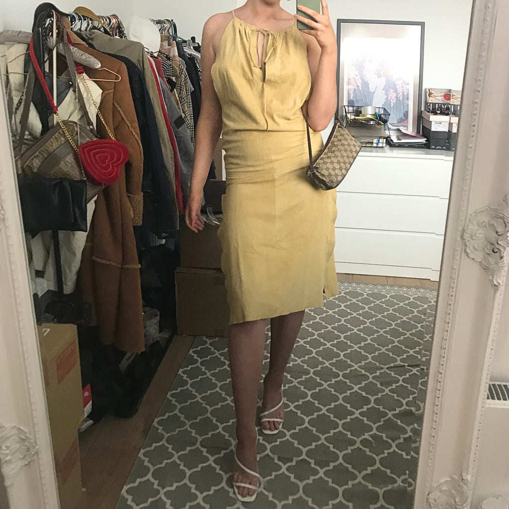 Gucci by Tom Ford SS 2002 Yellow Suede Dress