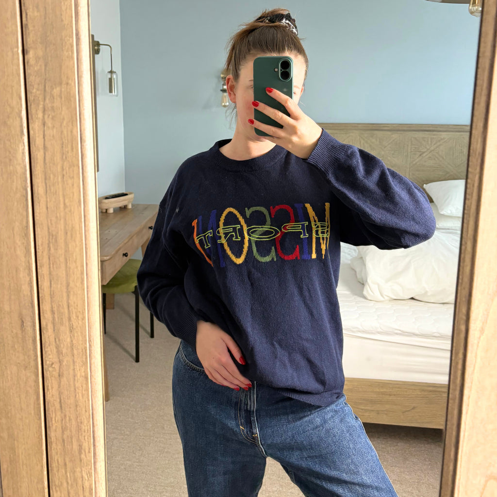 Missoni Sport Navy Wool Knit Sweater