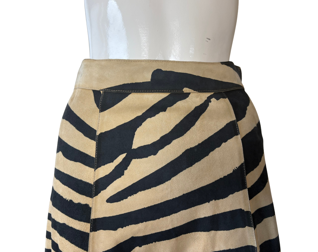 Moschino Zebra Suede Midi Skirt