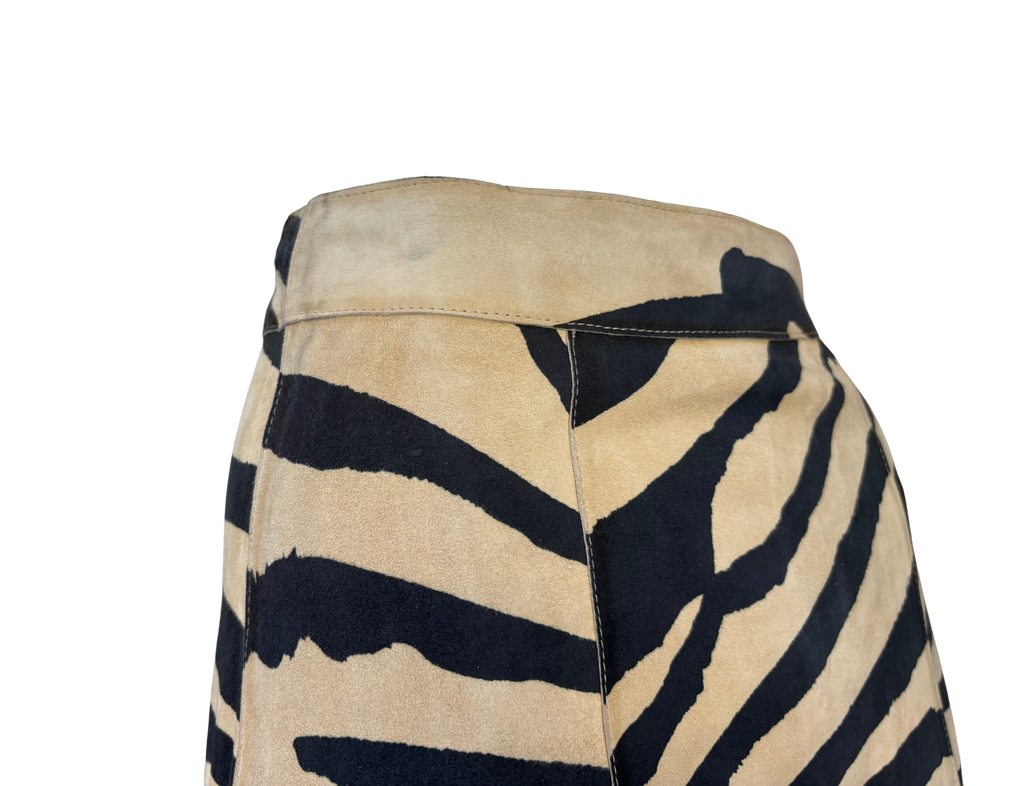 Moschino Zebra Suede Midi Skirt