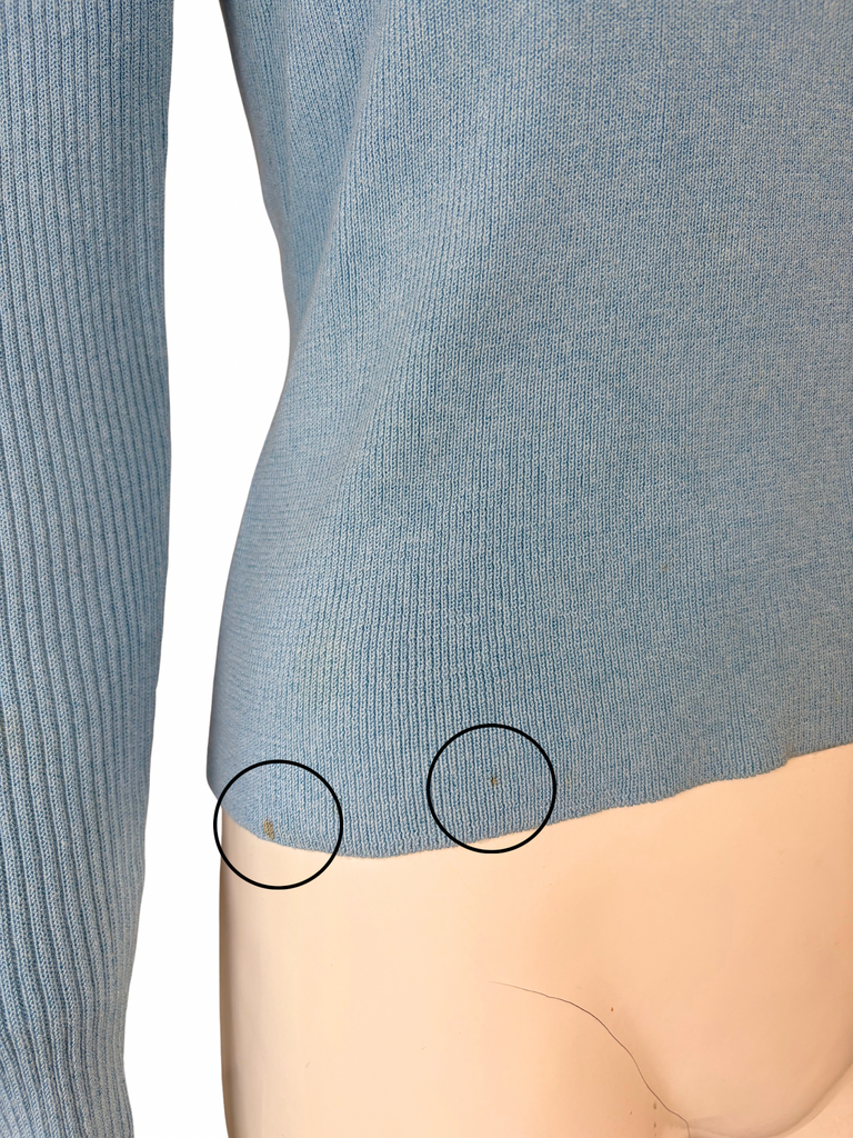 Armani Exchange Blue Logo Ribbed Long Sleeve Top