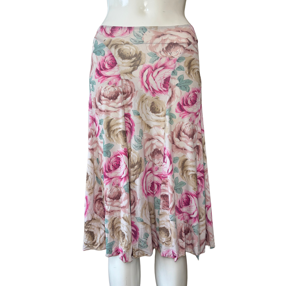 Blumarine Floral Silk Midi Skirt