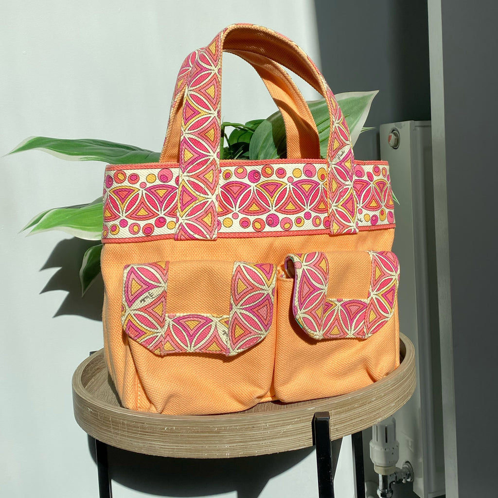 Emilio Pucci Orange & Pink Canvas Handbag