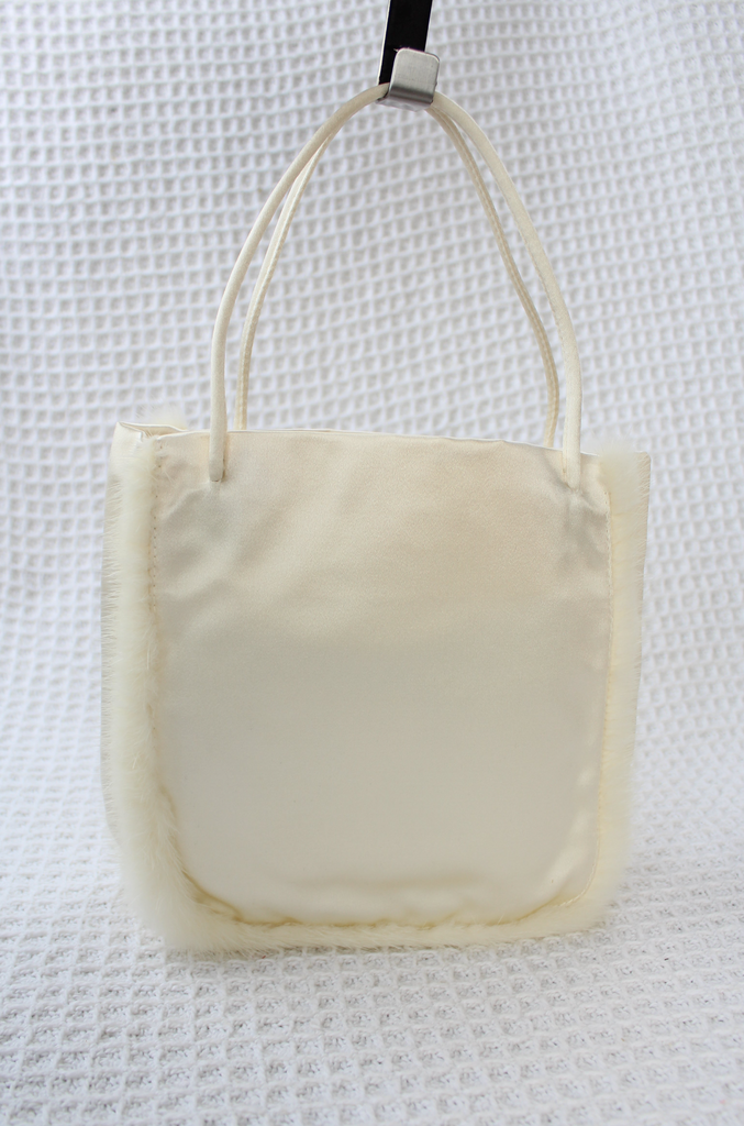 Prada 90's Ivory Satin & Fur Mini Bag