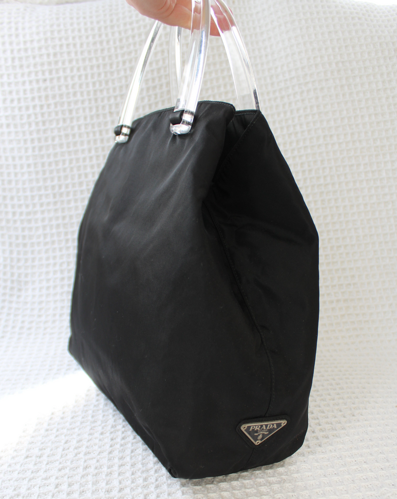 Prada Black Tessuto Nylon Plex Handle Bag luxequarter