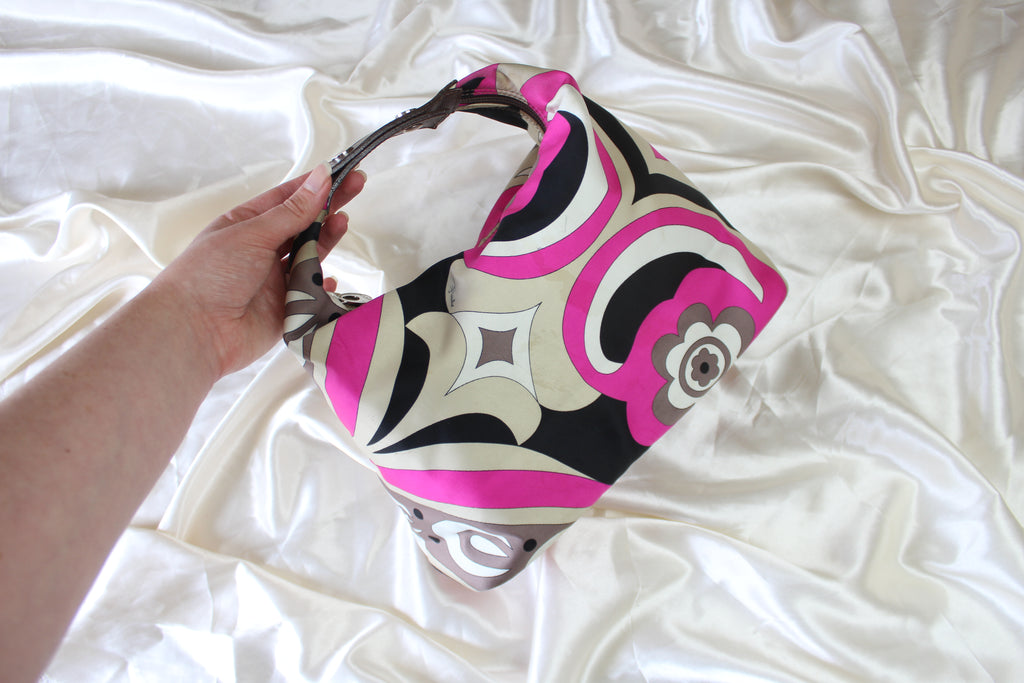 Emilio Pucci Pink & Black Satin Handbag