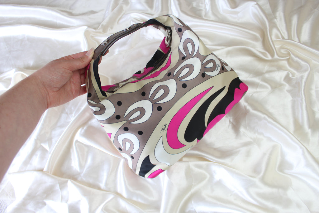 Emilio Pucci Pink & Black Satin Handbag