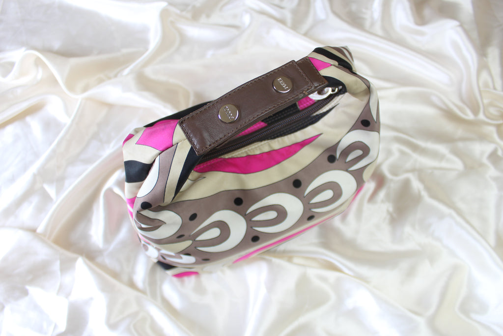 Emilio Pucci Pink & Black Satin Handbag