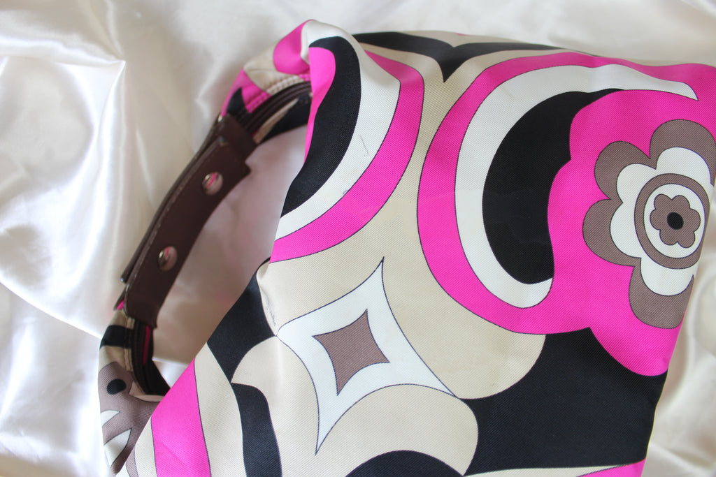 Emilio Pucci Pink & Black Satin Handbag