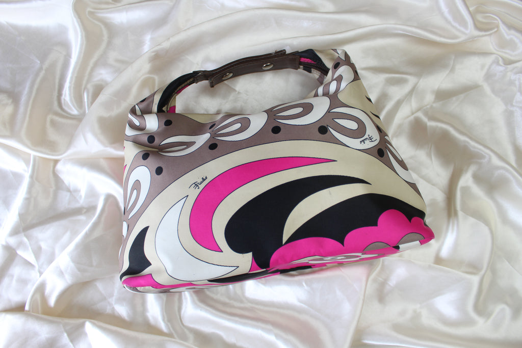 Emilio Pucci Pink & Black Satin Handbag