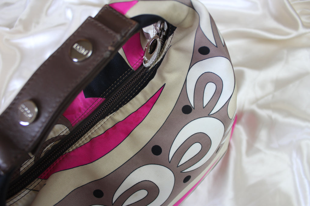 Emilio Pucci Pink & Black Satin Handbag