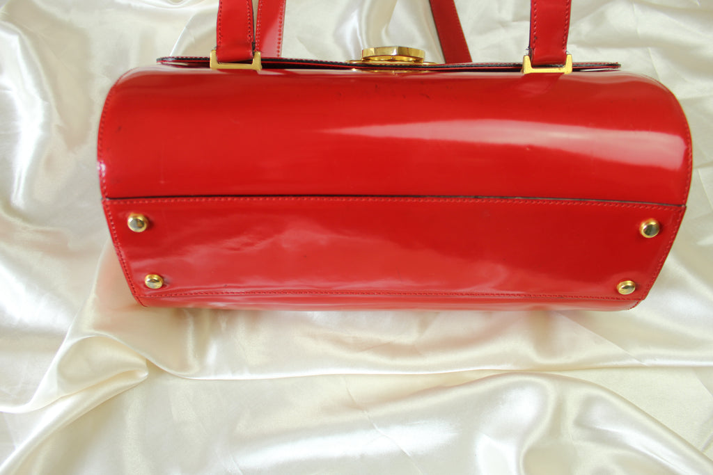 Moschino Redwall Red Patent Leather Shoulder Bag