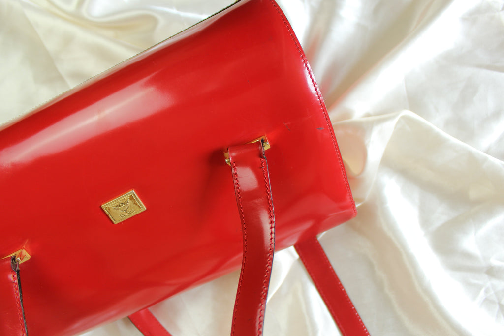 Moschino Redwall Red Patent Leather Shoulder Bag