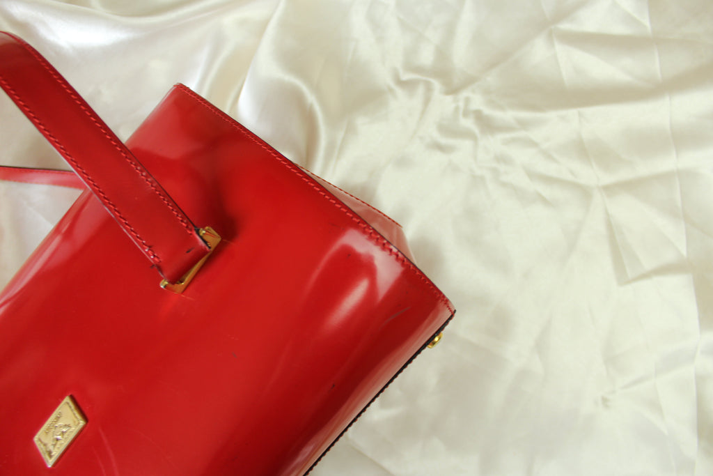 Moschino Redwall Red Patent Leather Shoulder Bag