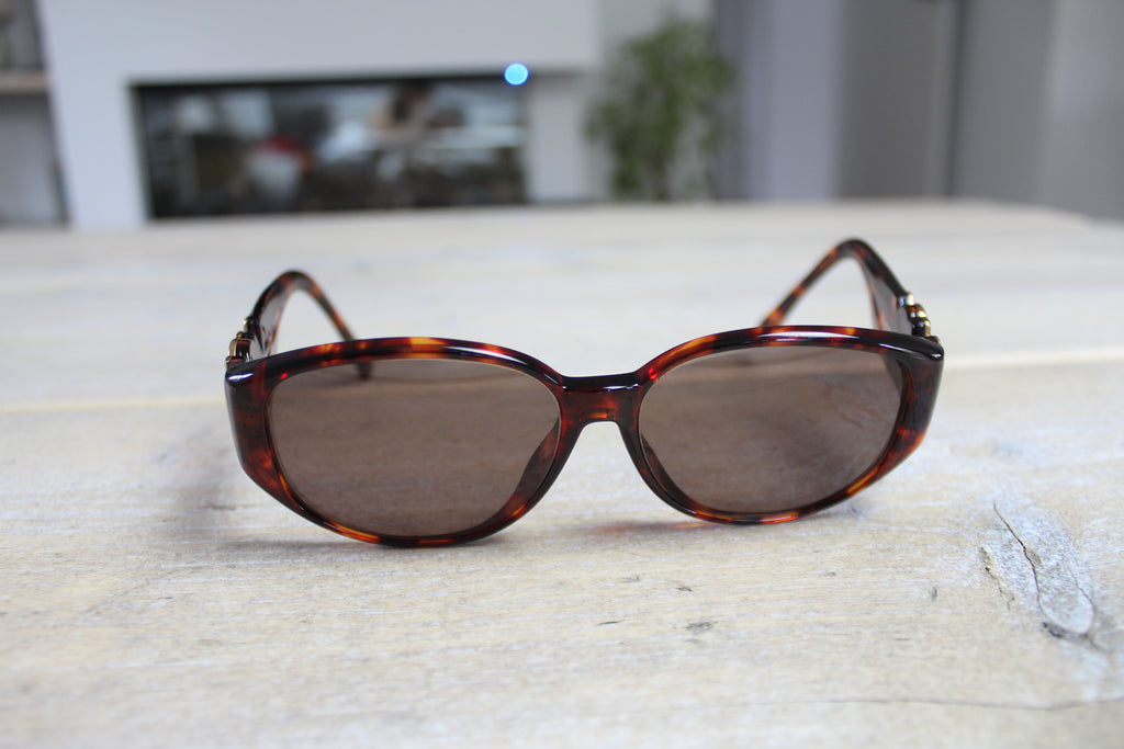 YSL Tortoise Shell Gold Logo 90's Sunglasses