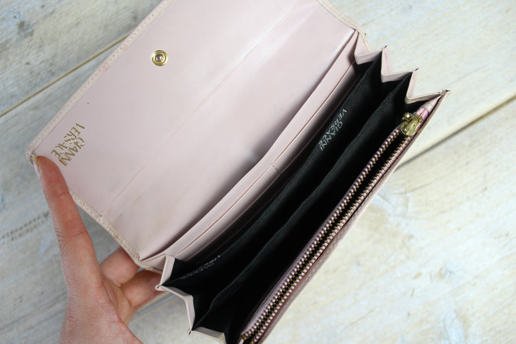 Gianni Versace Pink Ostrich Leather Wallet Purse