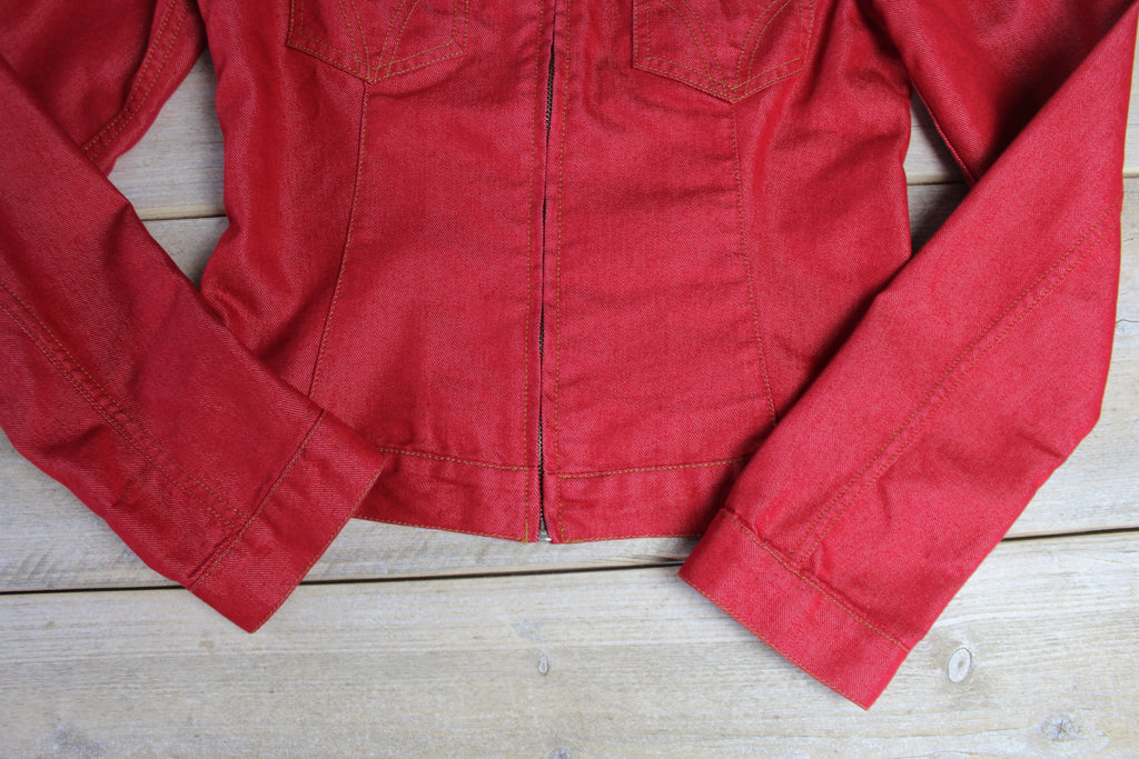 Dolce & Gabbana Red Fitted Zip Up Jacket