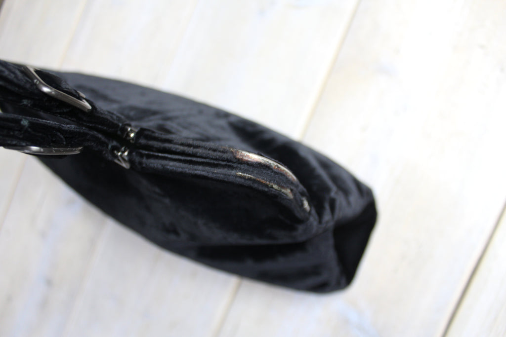 Prada 90's Black Velvet Velour Large Handbag