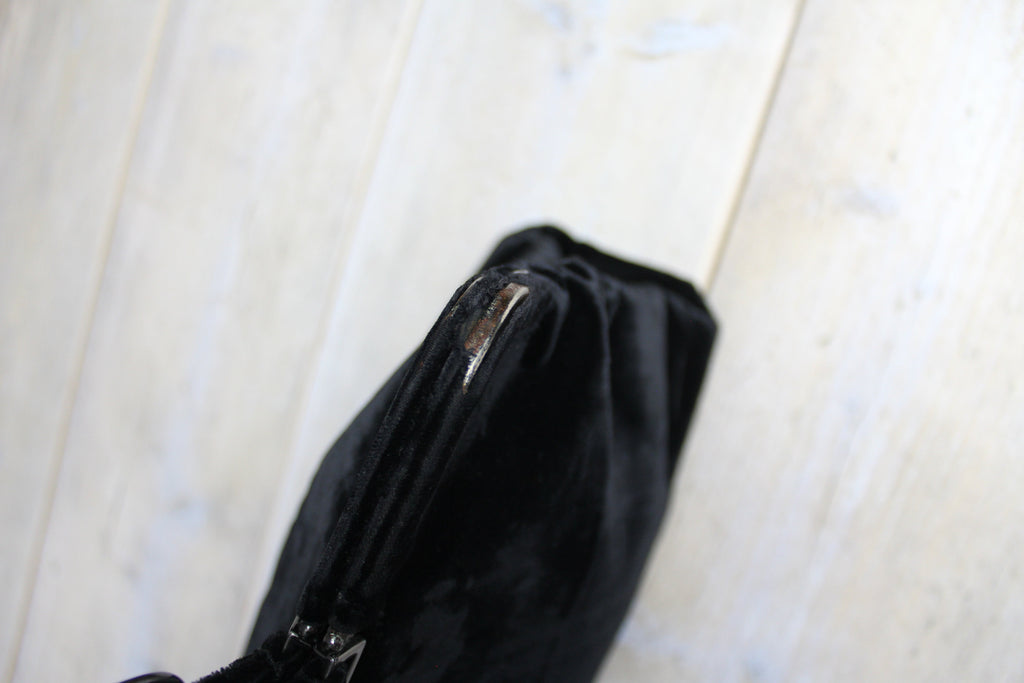 Prada 90's Black Velvet Velour Large Handbag