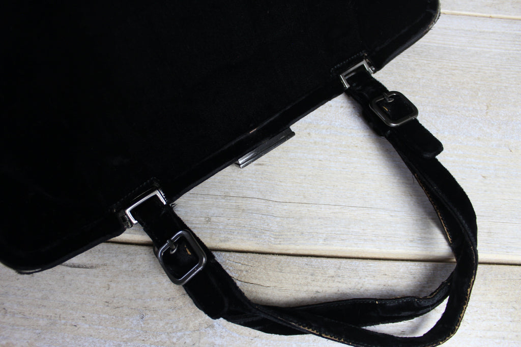 Prada 90's Black Velvet Velour Large Handbag