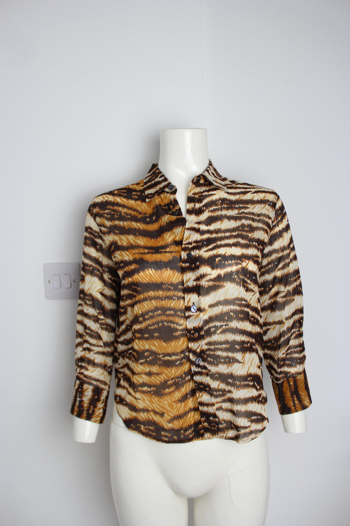 Dolce & Gabbana Tiger Print Button Up Blouse