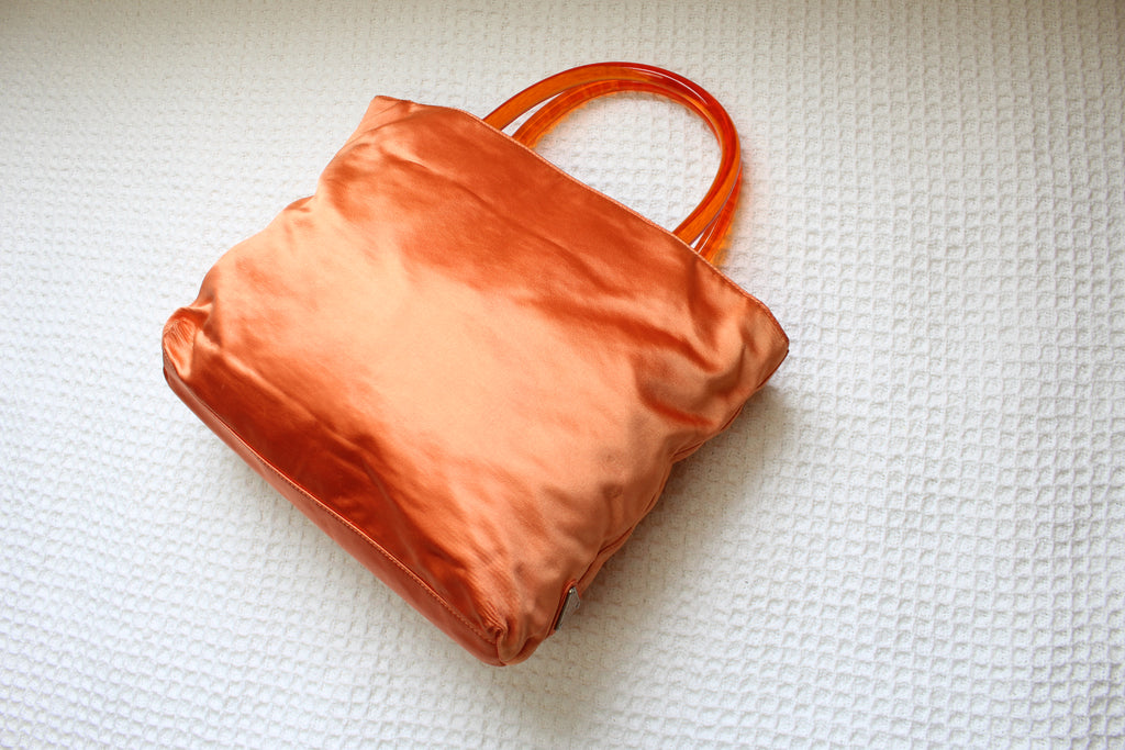 Prada 1990's Orange Satin Plex Bag