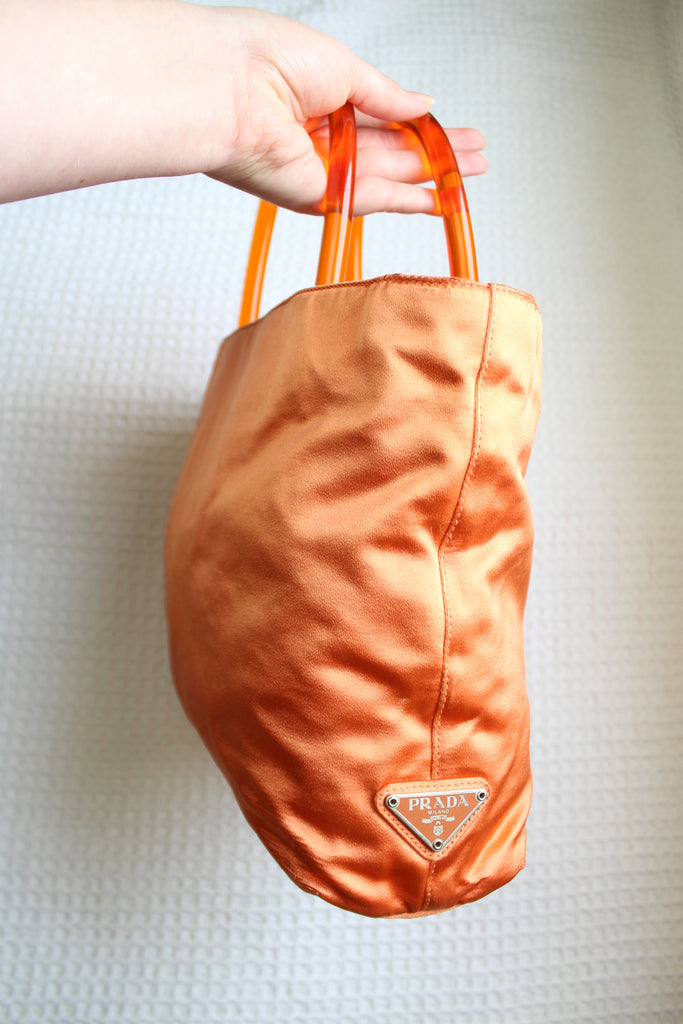 Prada 1990's Orange Satin Plex Bag