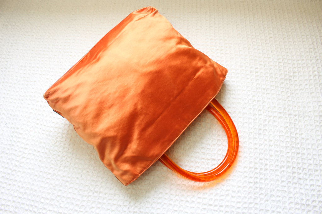 Prada 1990's Orange Satin Plex Bag