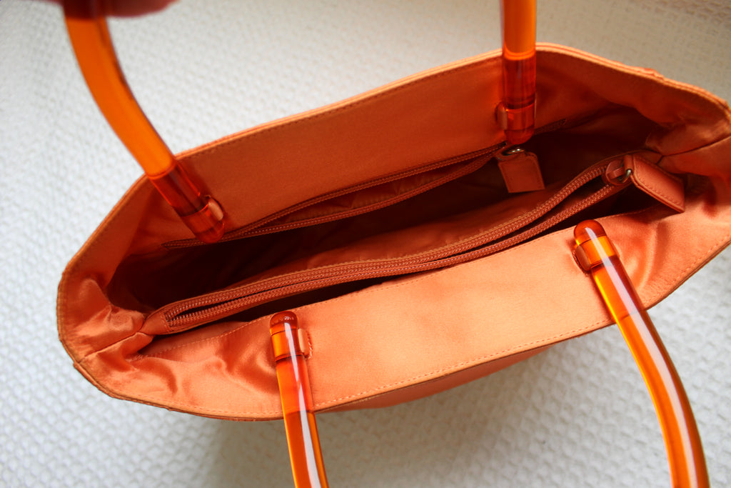 Prada 1990's Orange Satin Plex Bag